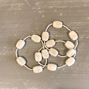 Beautiful White Stone Shell Bracelets Stretch Set of 3